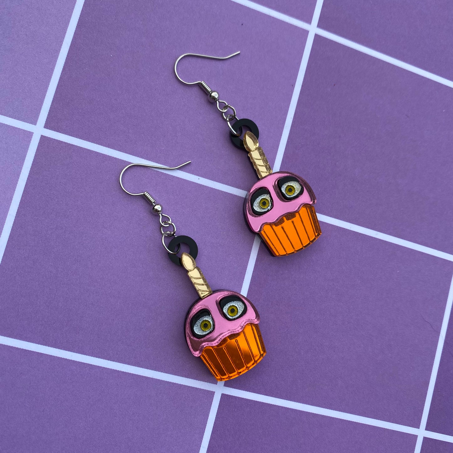 Chika’s Cupcake Mirror Acrylic Earrings