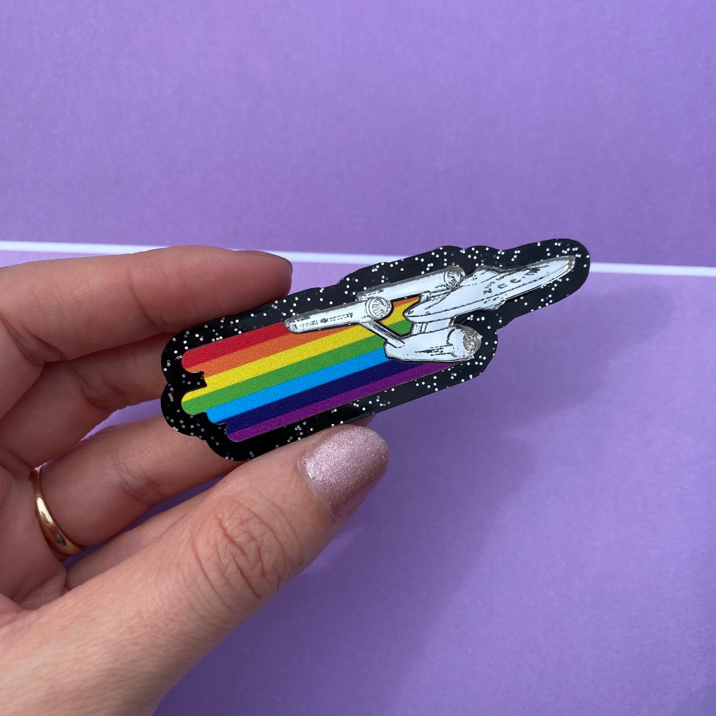 EnterPRIDE With Glitter Acrylic Pin