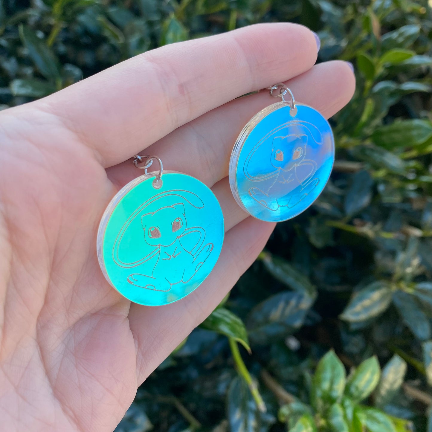 Mew in Iridescent Bubble Acrylic Earrings