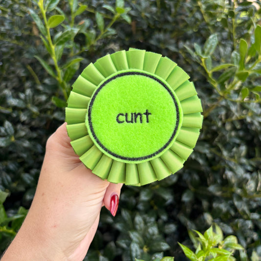Cunt Neon Green Ribbon Rosette