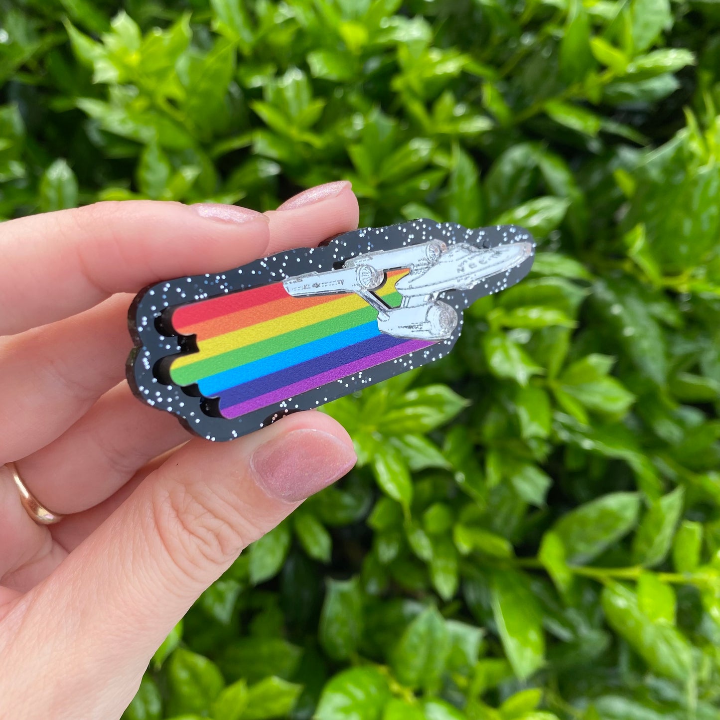 EnterPRIDE With Glitter Acrylic Pin