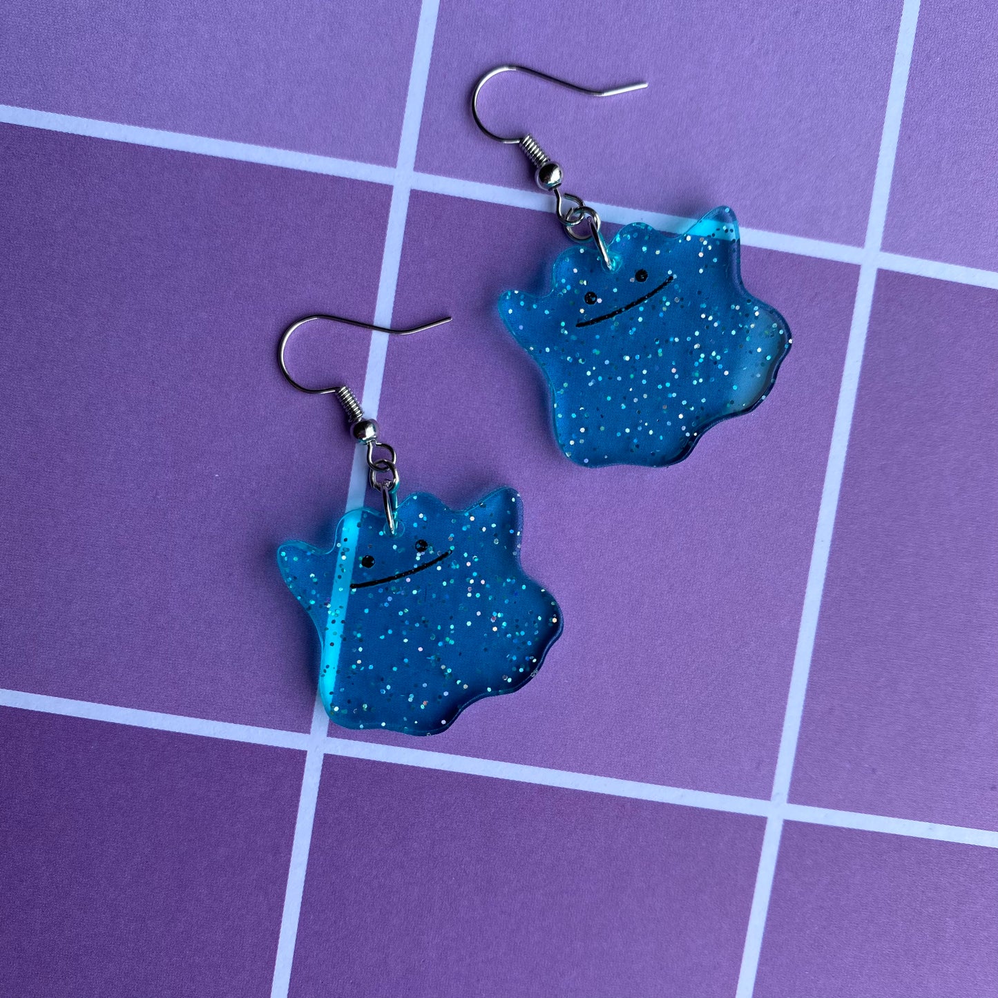 Ditto SHINY Blue Acrylic Earrings