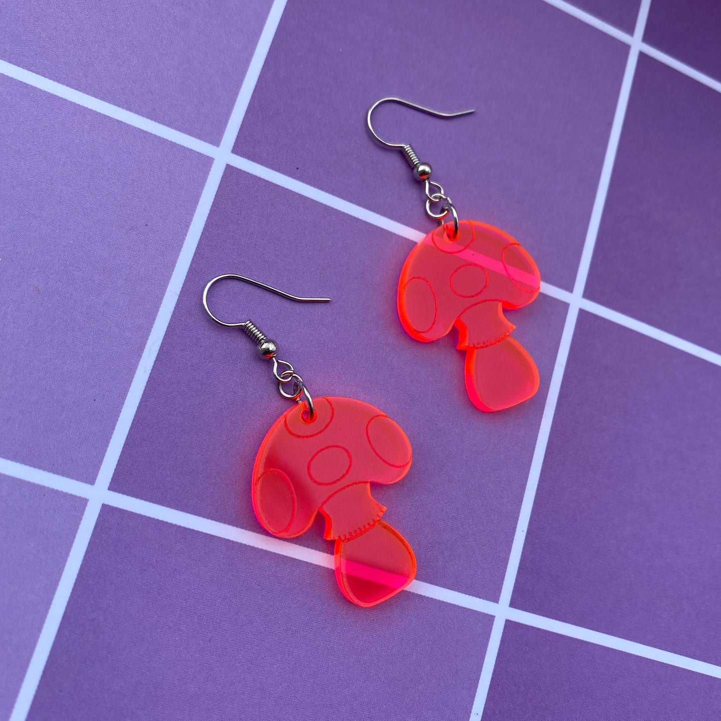 Neon Mushroom Acrylic Earrings