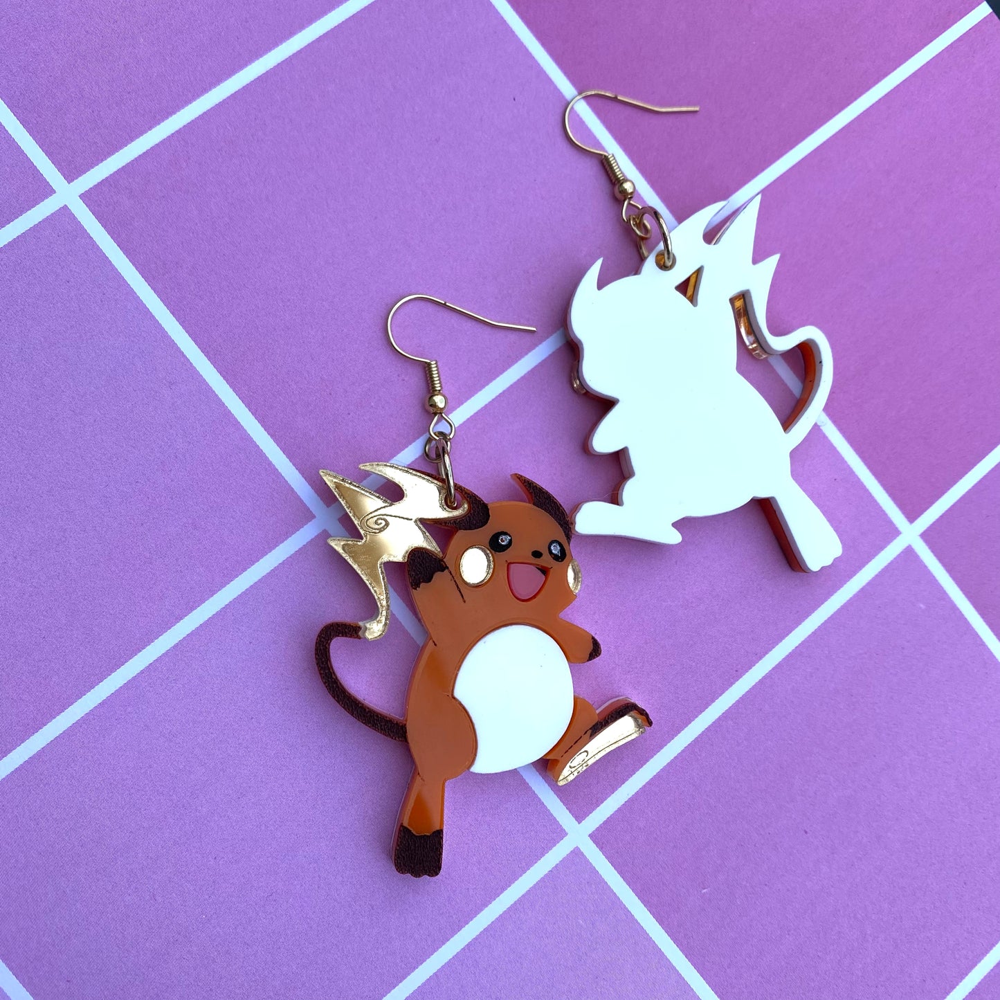 Raichu Golden Tail Acrylic Earrings