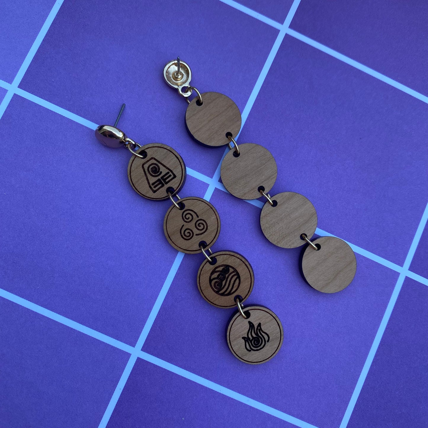 Elemental Chain Gold Stud Earrings