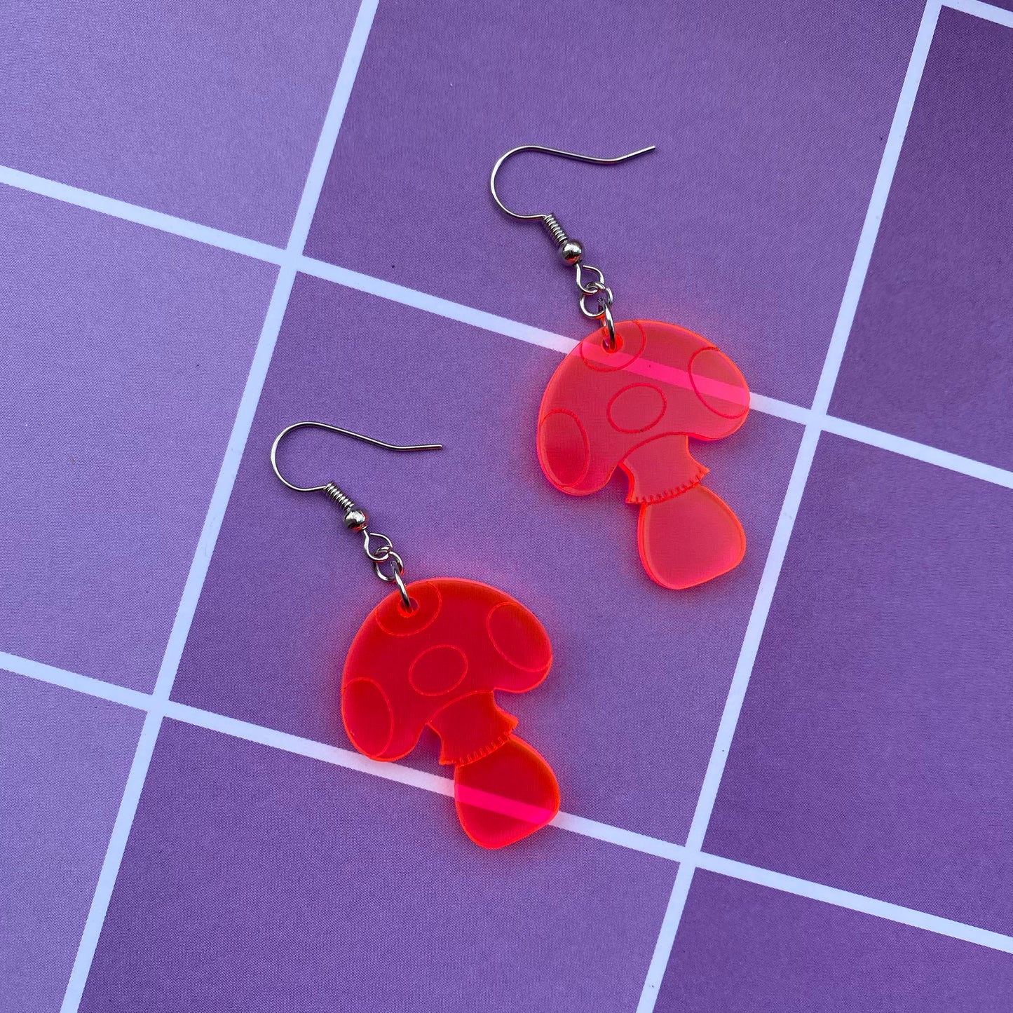 Neon Mushroom Acrylic Earrings