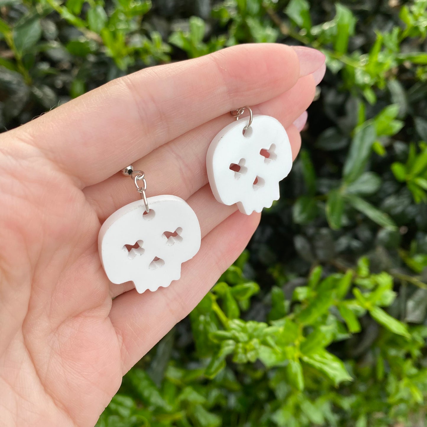 X Eye Small Skull Acrylic Earrings