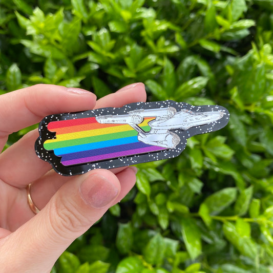 EnterPRIDE With Glitter Acrylic Pin