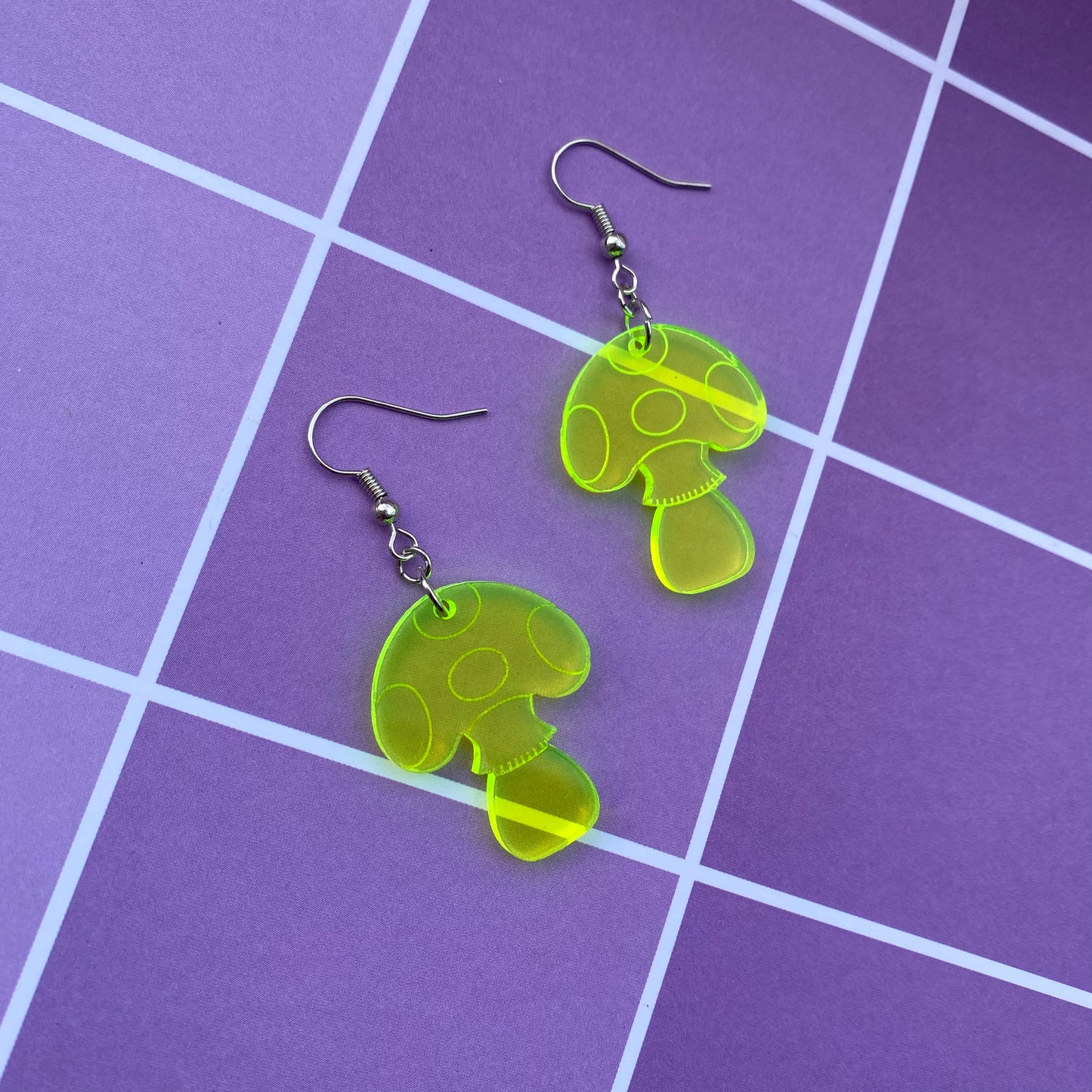 Neon Mushroom Acrylic Earrings