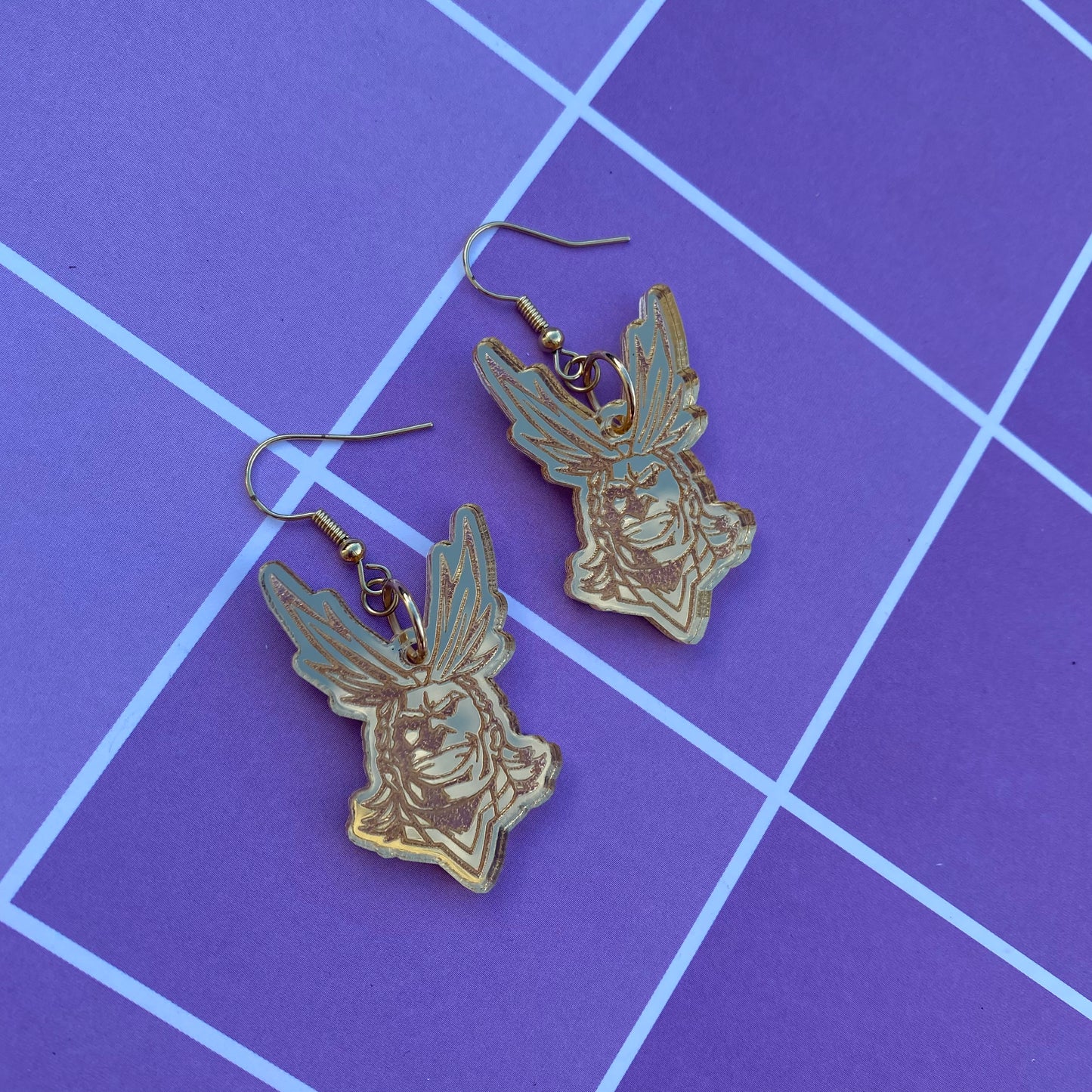 All Might Golden Acrylic Earrings
