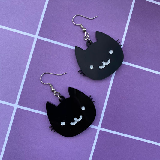 Black Cat :3 Acrylic Earrings