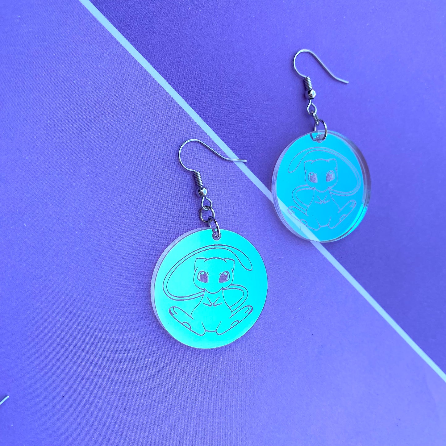 Mew in Iridescent Bubble Acrylic Earrings