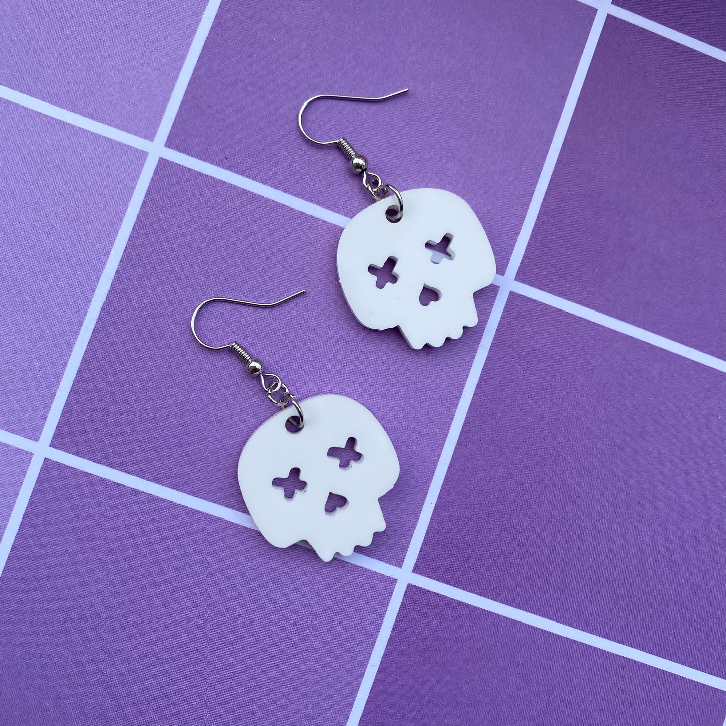 X Eye Small Skull Acrylic Earrings