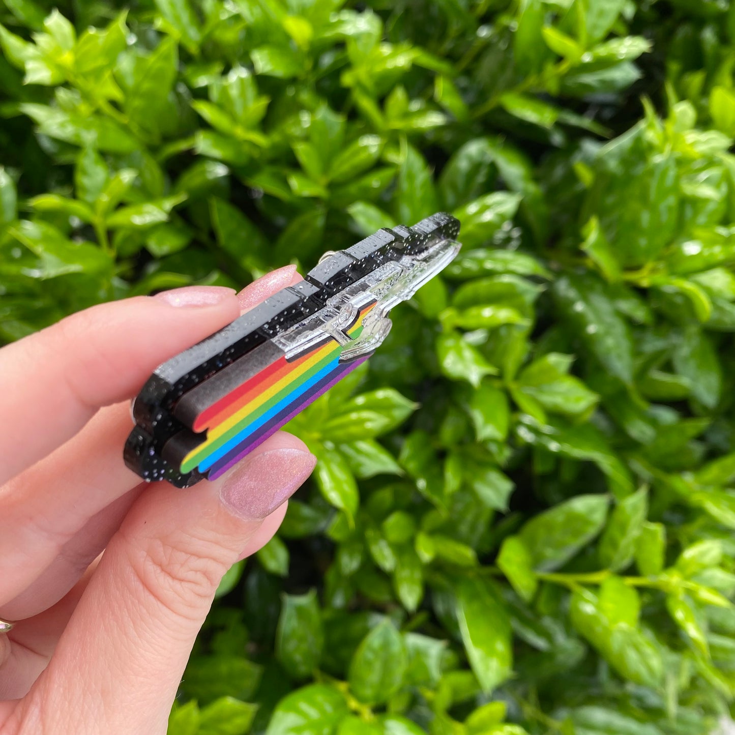 EnterPRIDE With Glitter Acrylic Pin