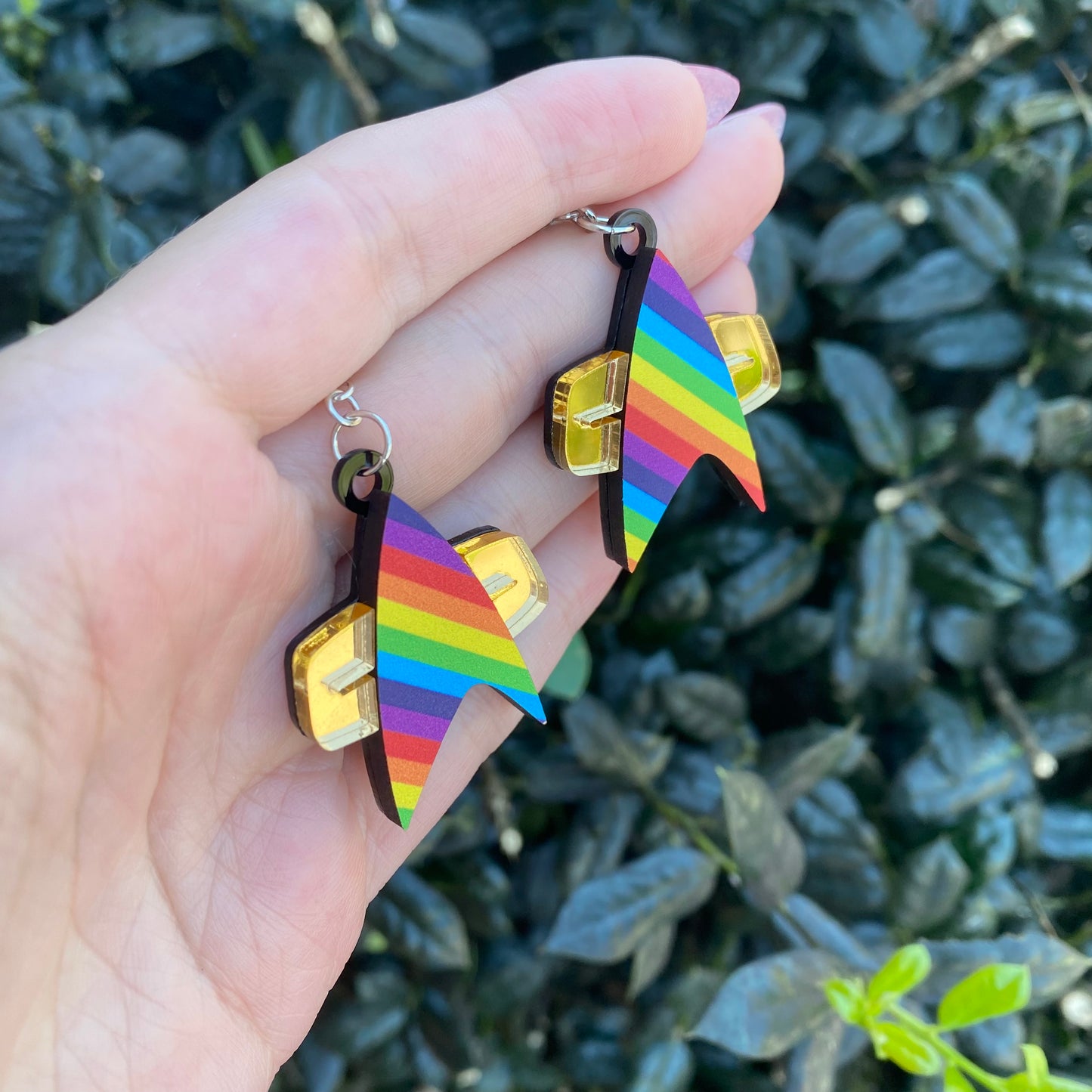 DS9/VOY Rainbow Commbadge Earrings