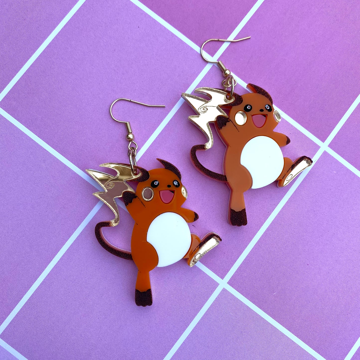 Raichu Golden Tail Acrylic Earrings