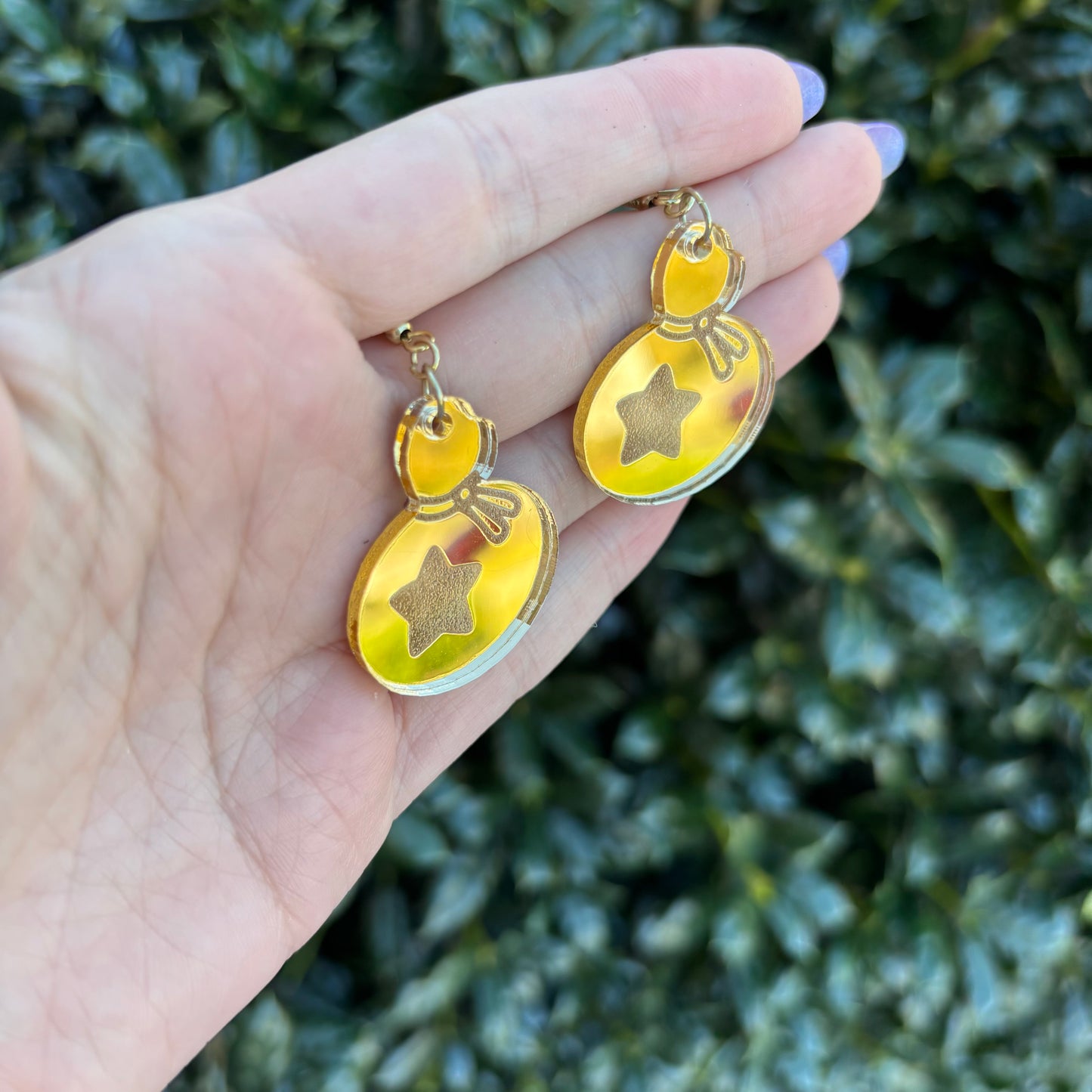 Gold Bells Acrylic Earrings
