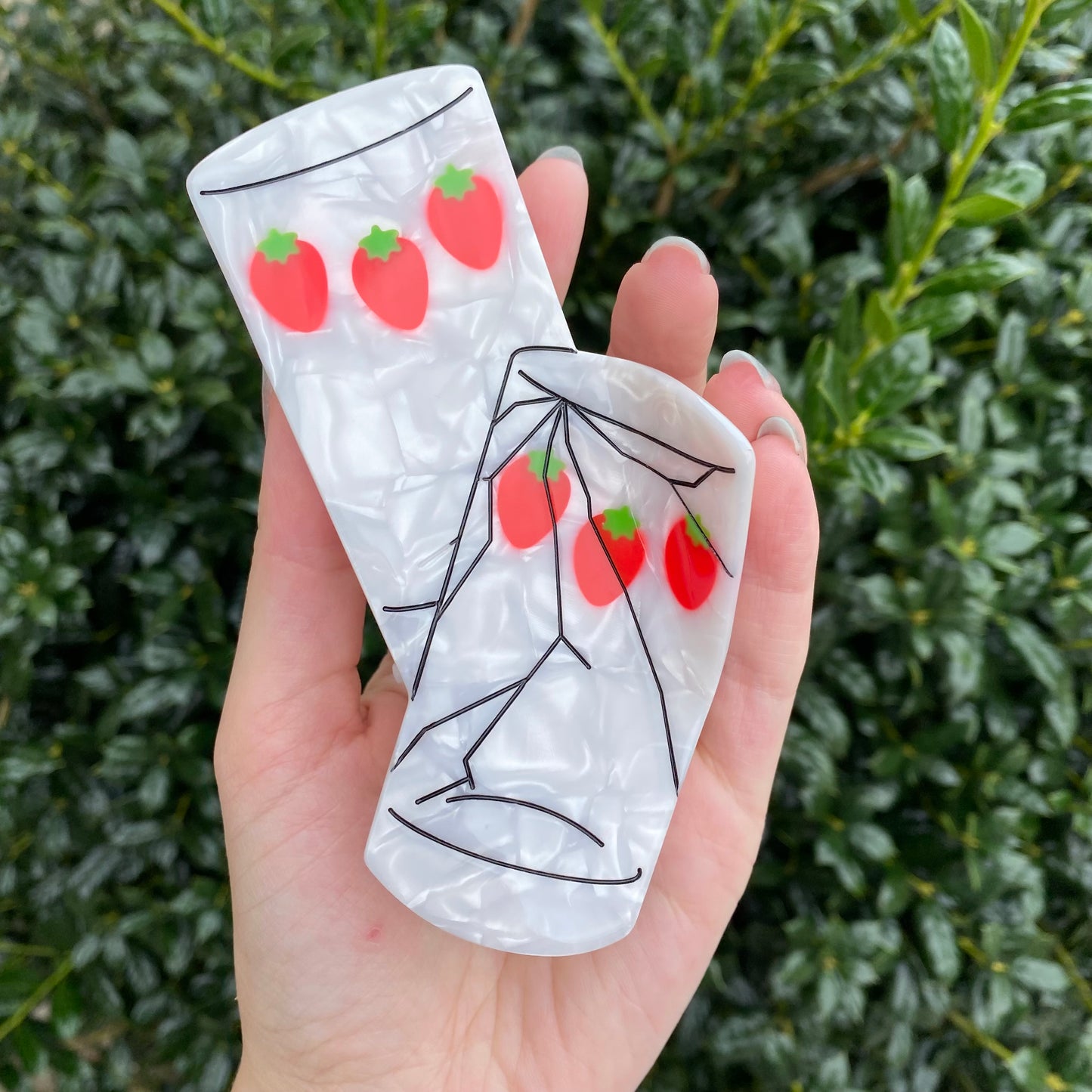 Cracked Matching Strawberry Cups Nana Inspired Claw Clip