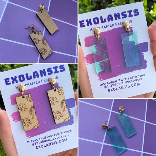 Falling Leaves Wood and Acrylic Earrings