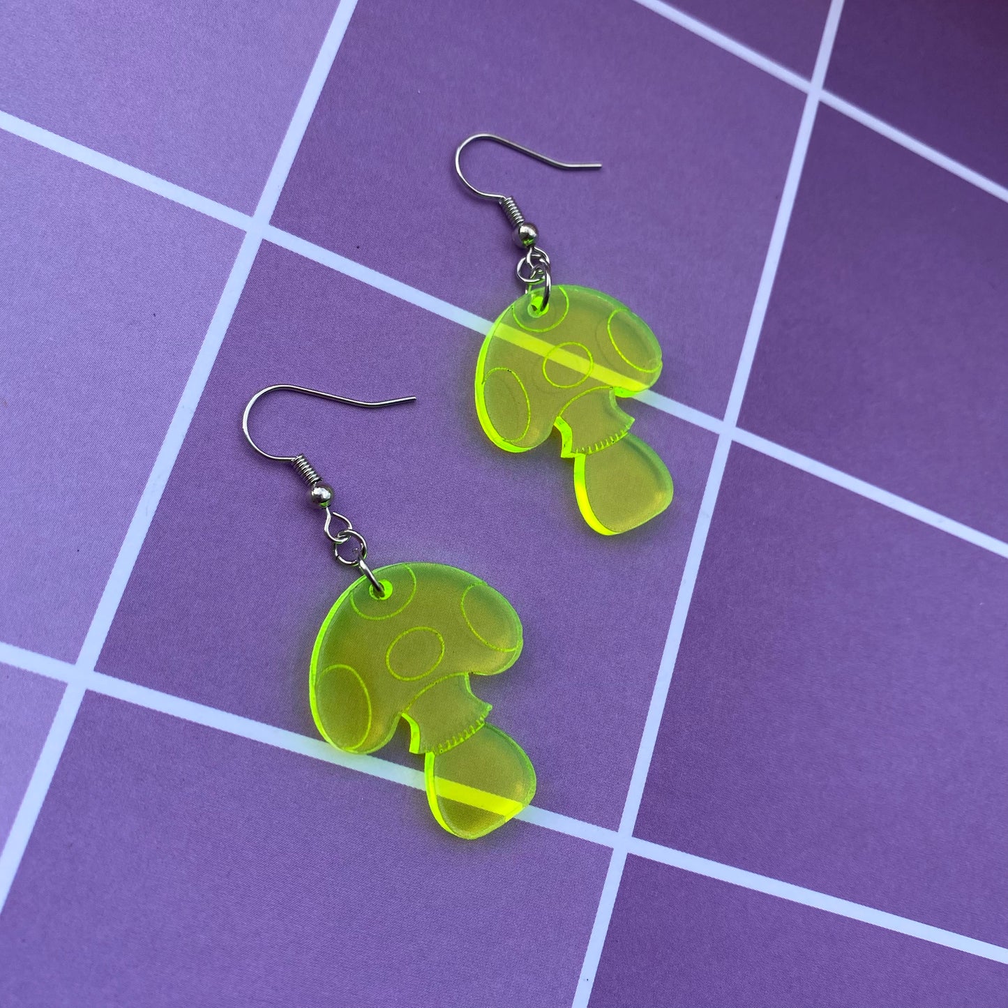 Neon Mushroom Acrylic Earrings