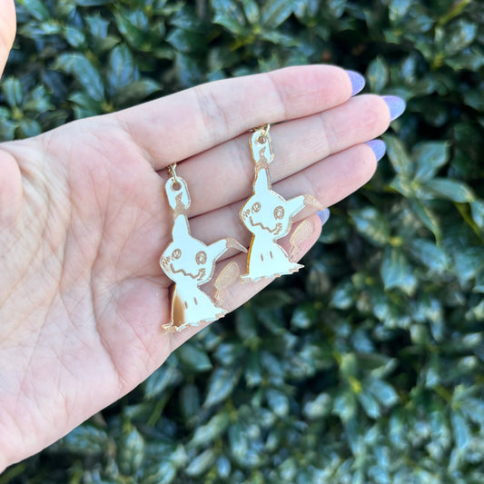 Mimikyu Golden Mirror Acrylic Earrings