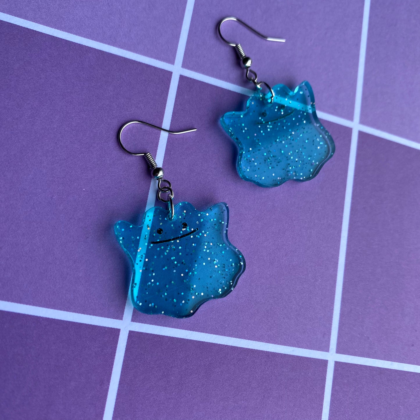 Ditto SHINY Blue Acrylic Earrings