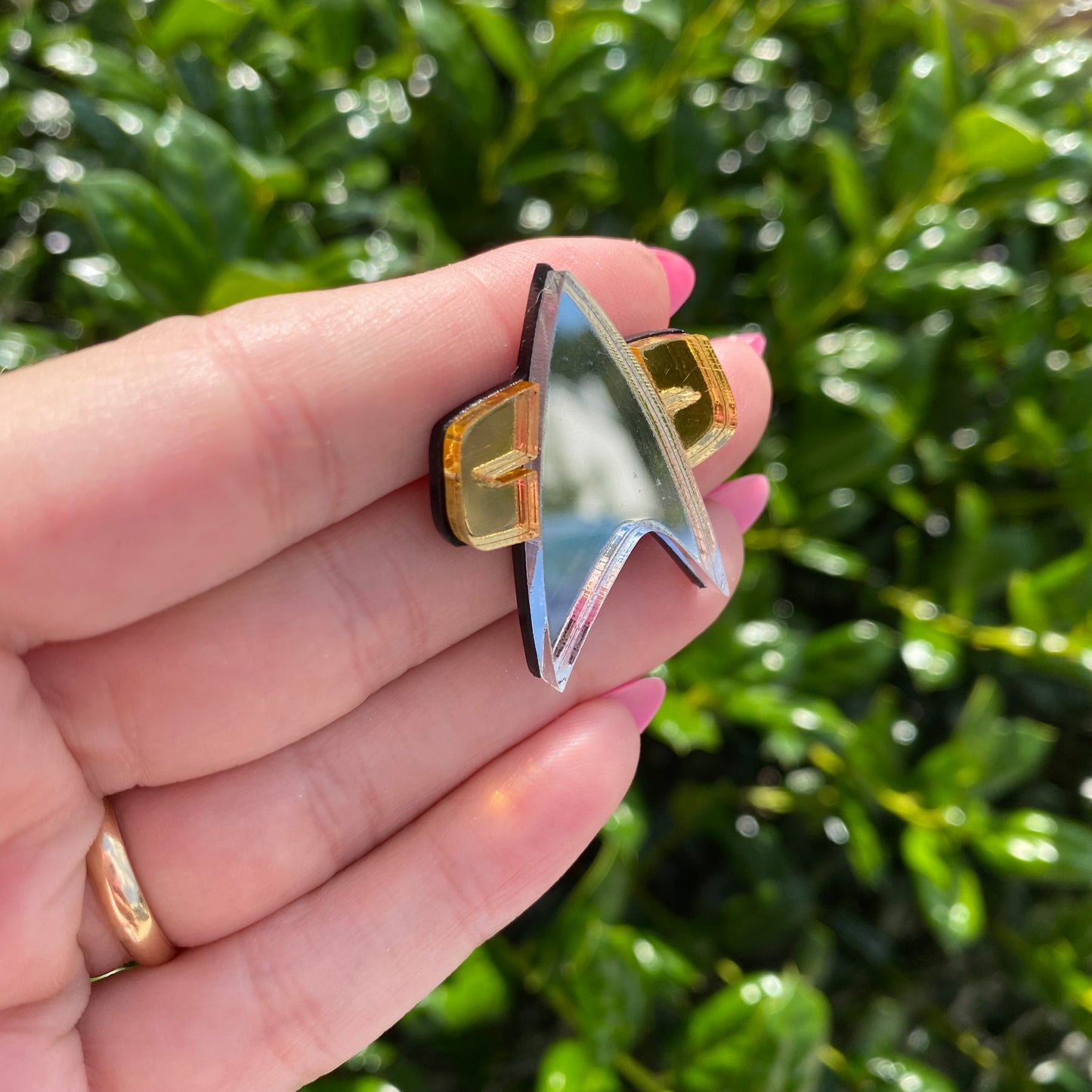 VOY Mirror Acrylic Badge Pin