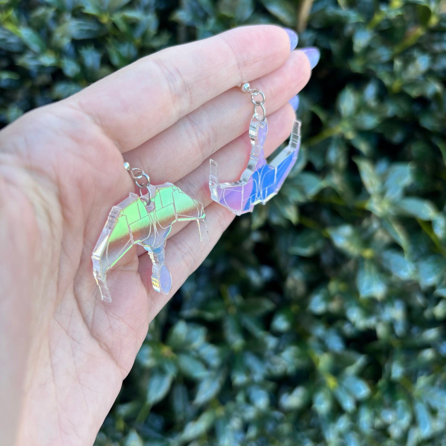Cloaked Bird of Prey Klingon Ship Iridescent Acrylic Earrings