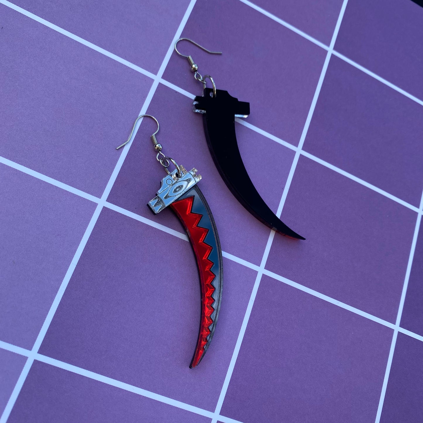 Death Scythe Mirrored Acrylic Earrings