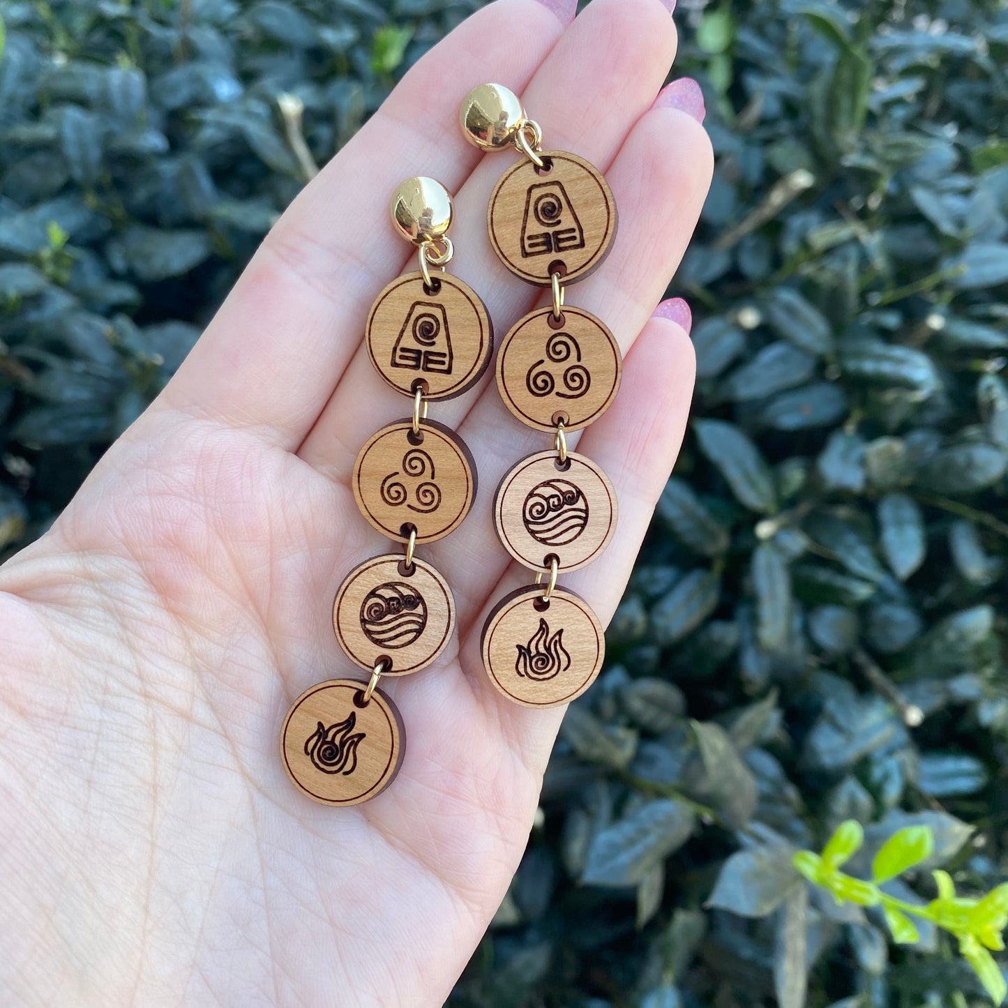 Elemental Chain Gold Stud Earrings