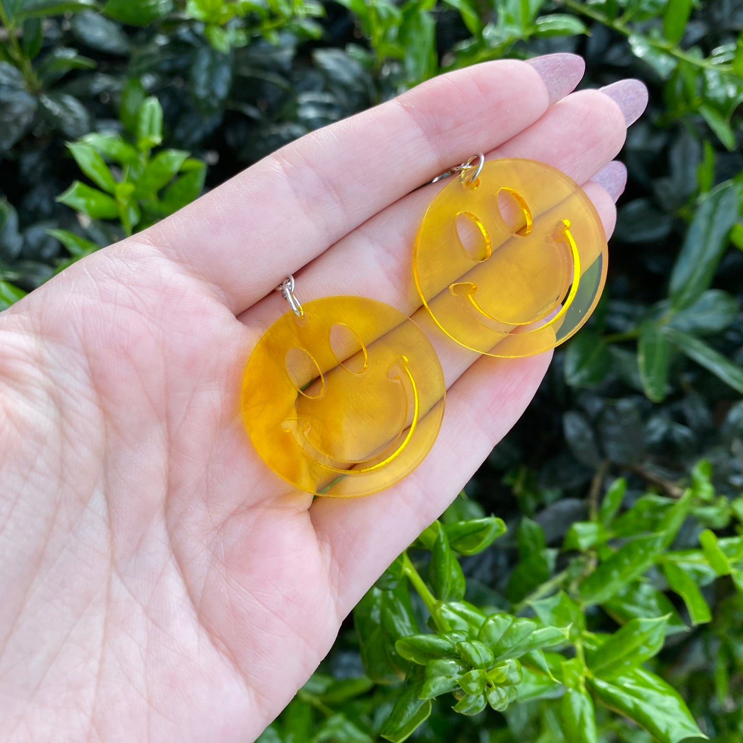 Neon Smiley Face Acrylic Earrings