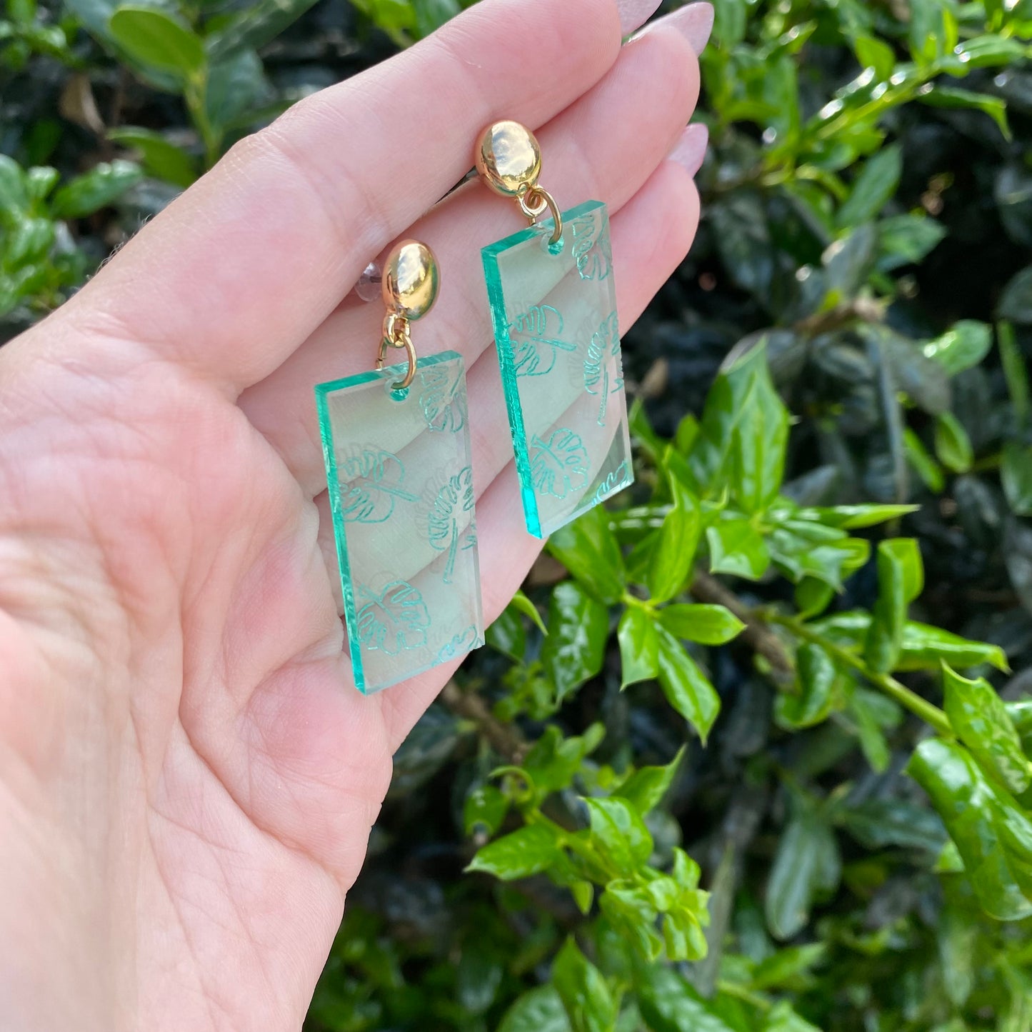 Falling Leaves Wood and Acrylic Earrings