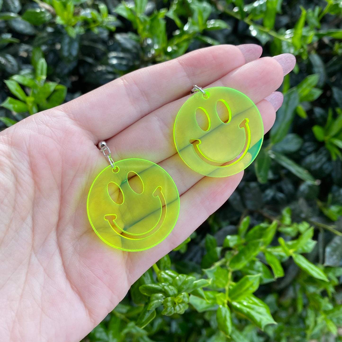 Neon Smiley Face Acrylic Earrings