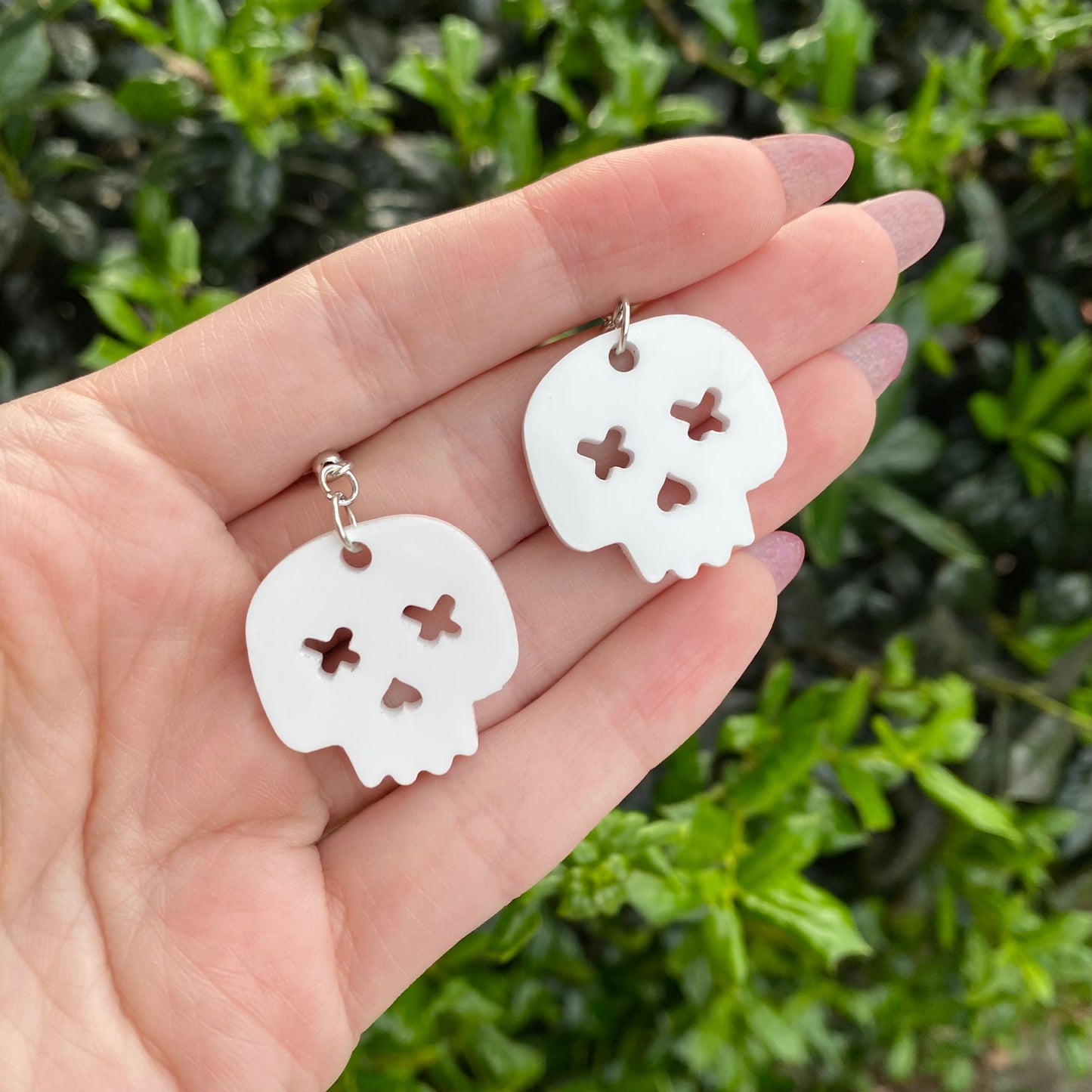 X Eye Small Skull Acrylic Earrings