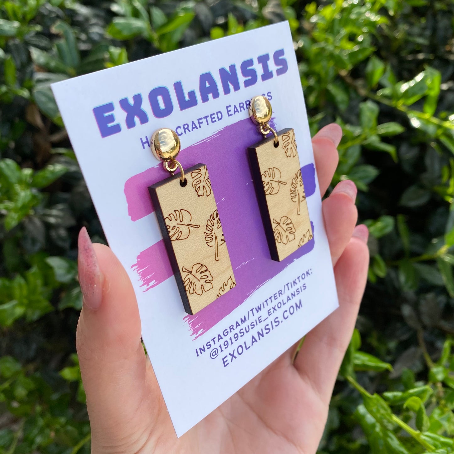 Falling Leaves Wood and Acrylic Earrings