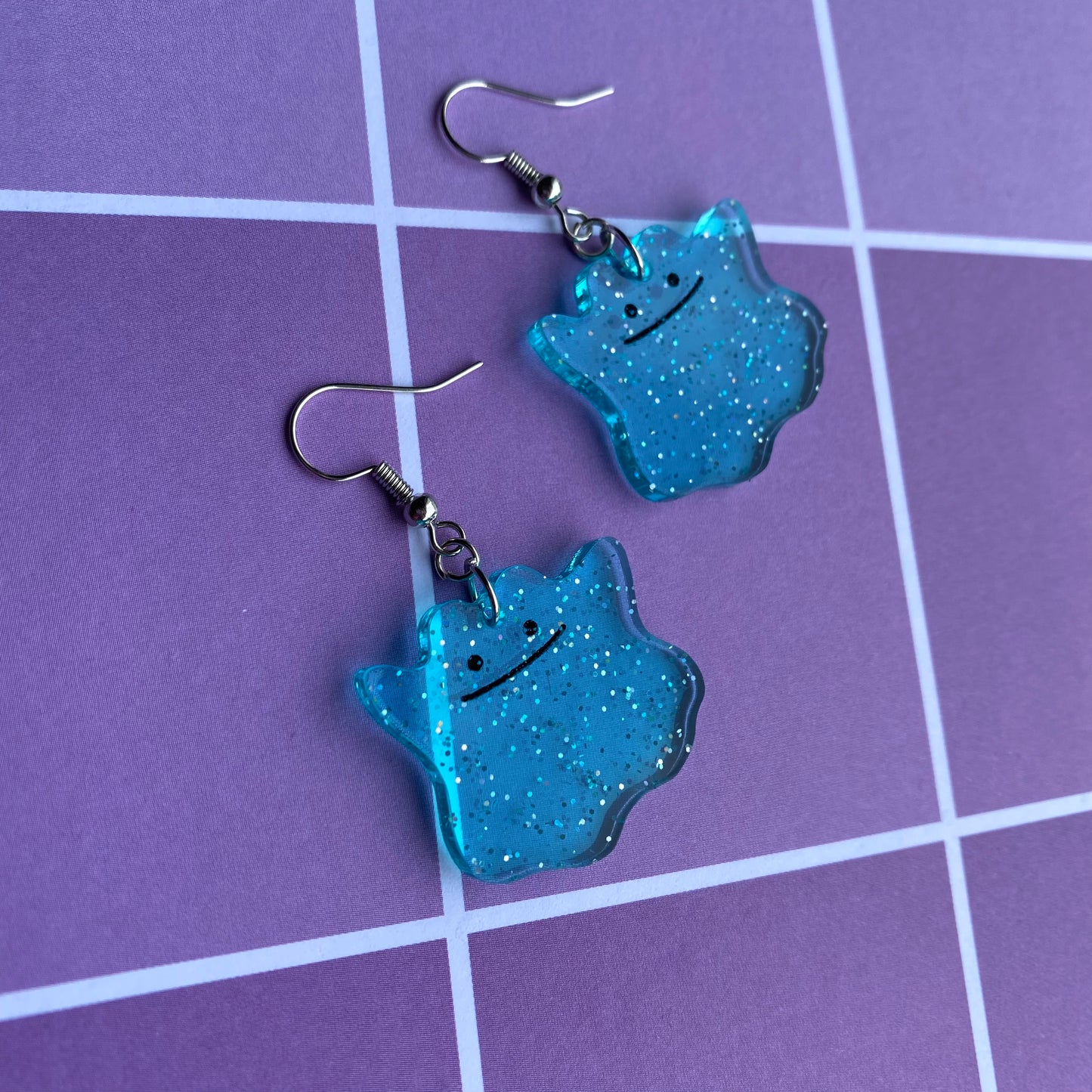 Ditto SHINY Blue Acrylic Earrings