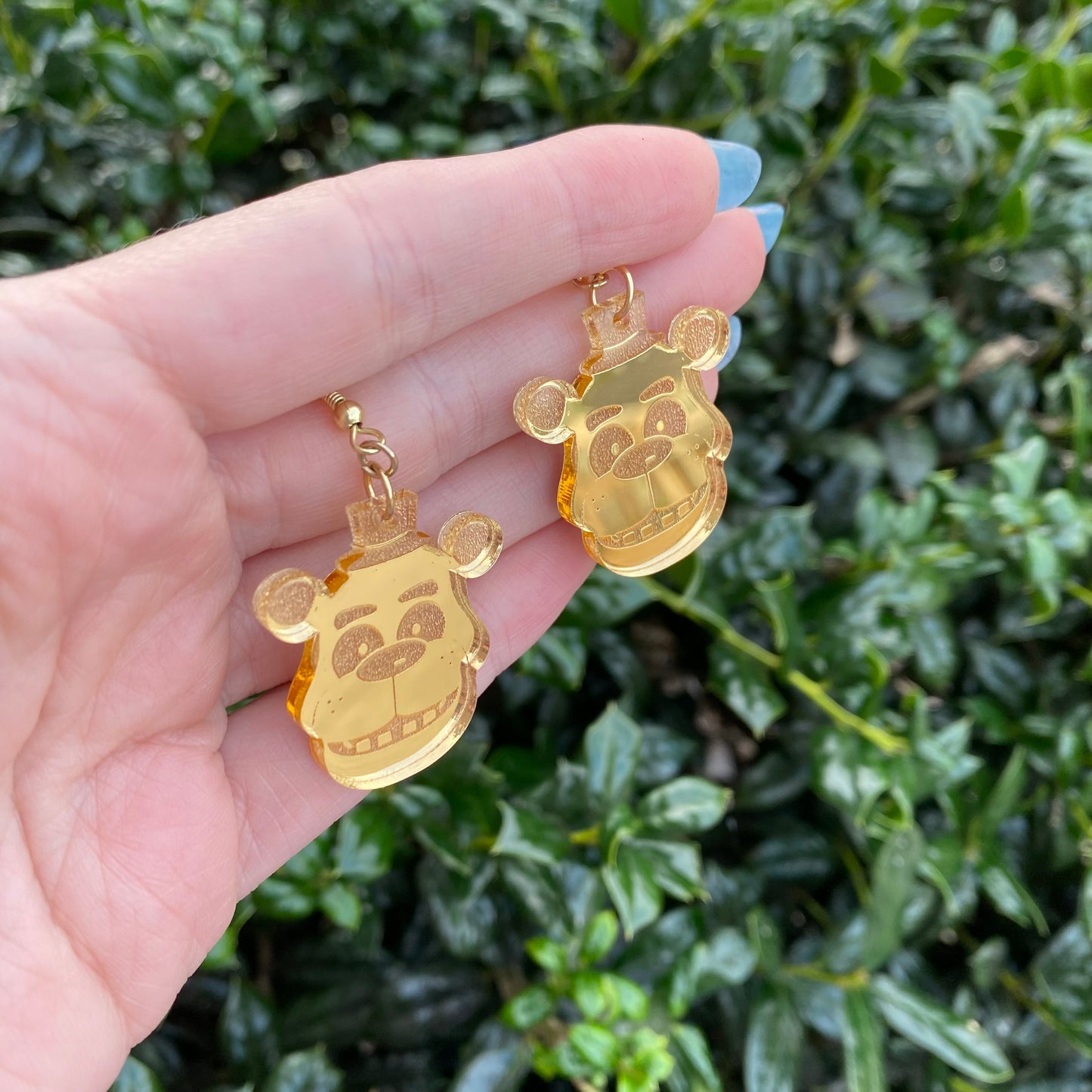 Golden Freddy Mirror Acrylic Earrings