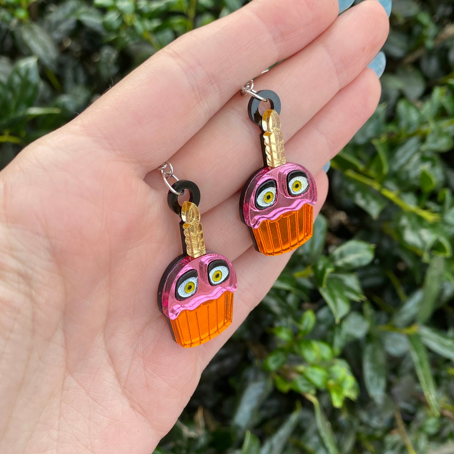 Chika’s Cupcake Mirror Acrylic Earrings