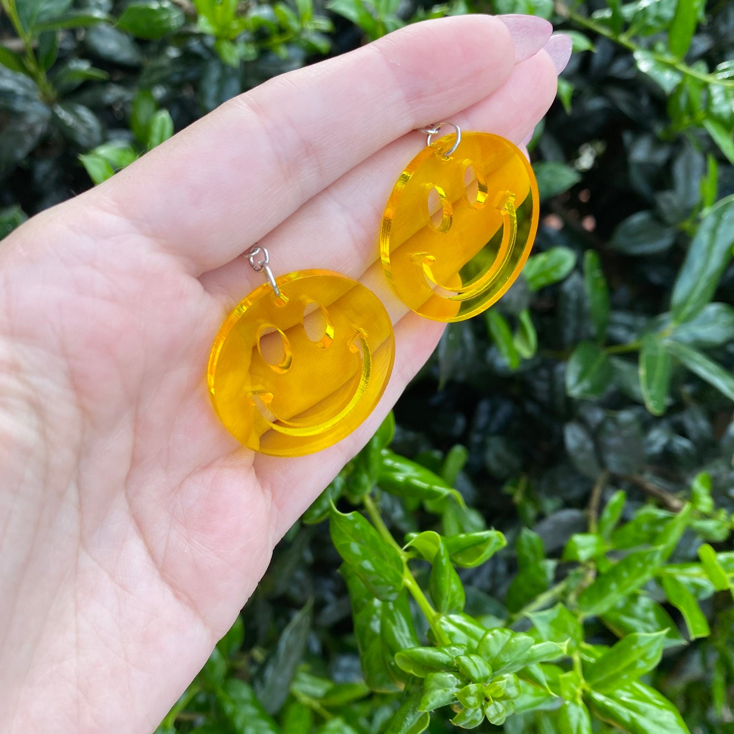 Neon Smiley Face Acrylic Earrings