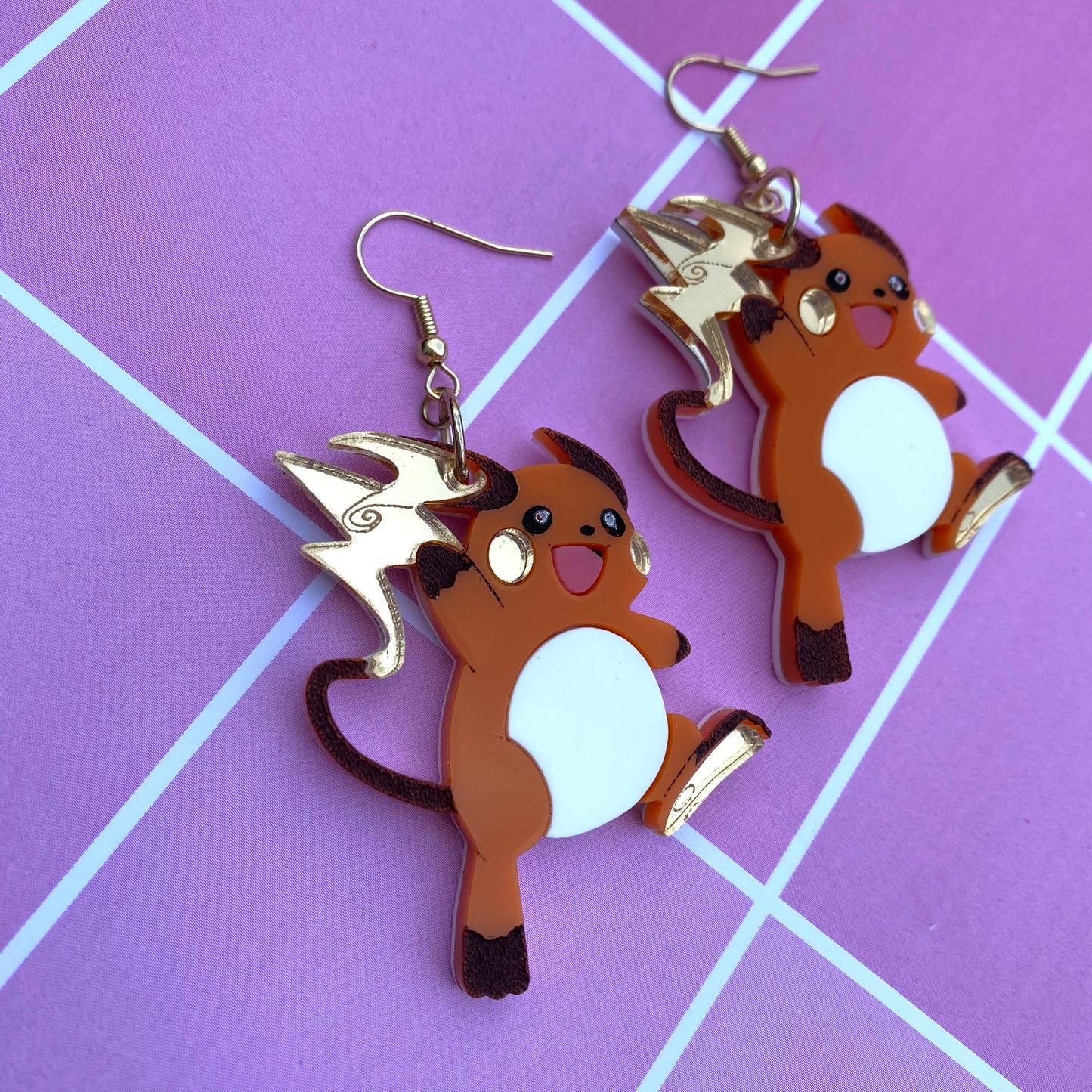 Raichu Golden Tail Acrylic Earrings