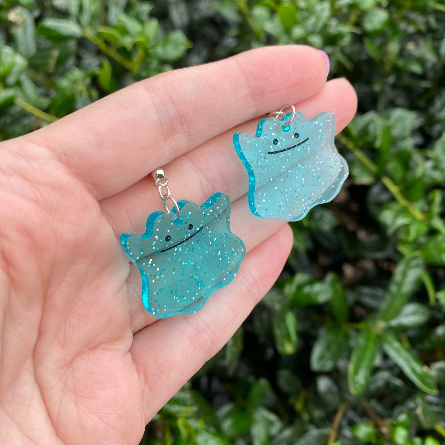 Ditto SHINY Blue Acrylic Earrings