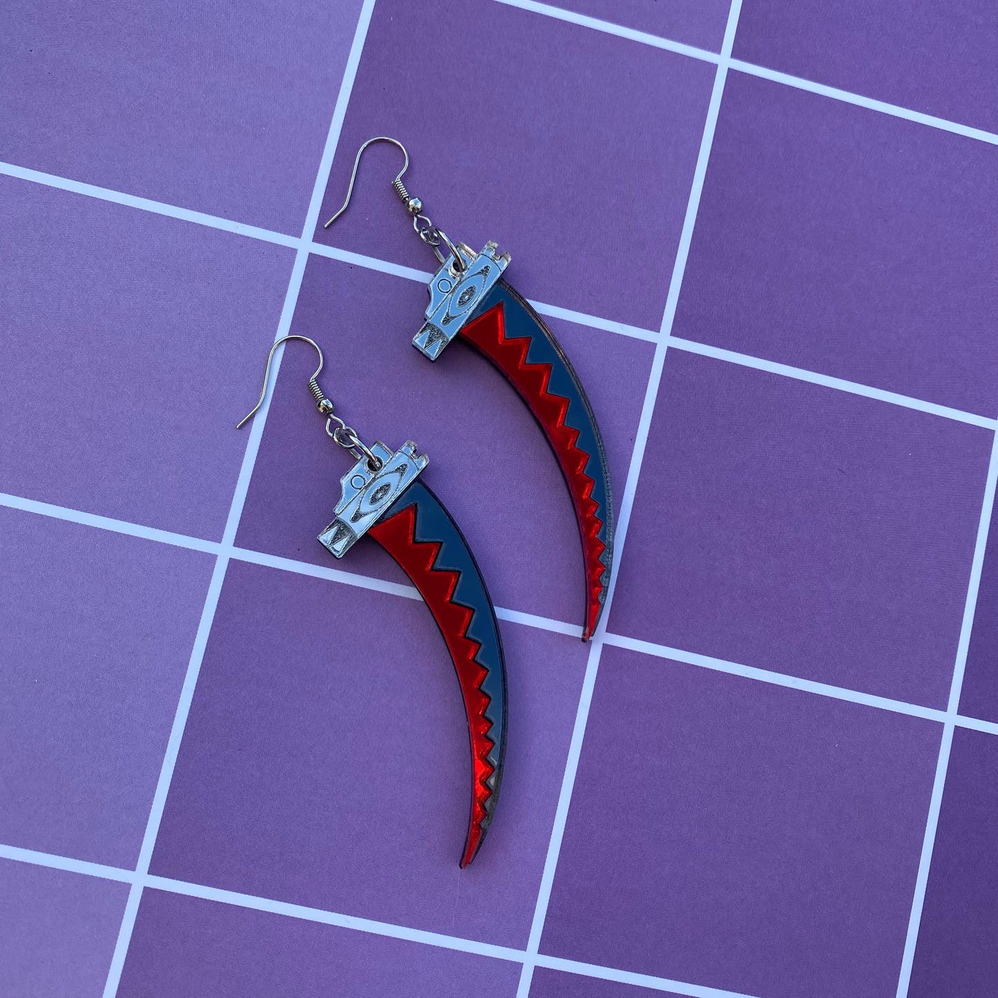 Death Scythe Mirrored Acrylic Earrings
