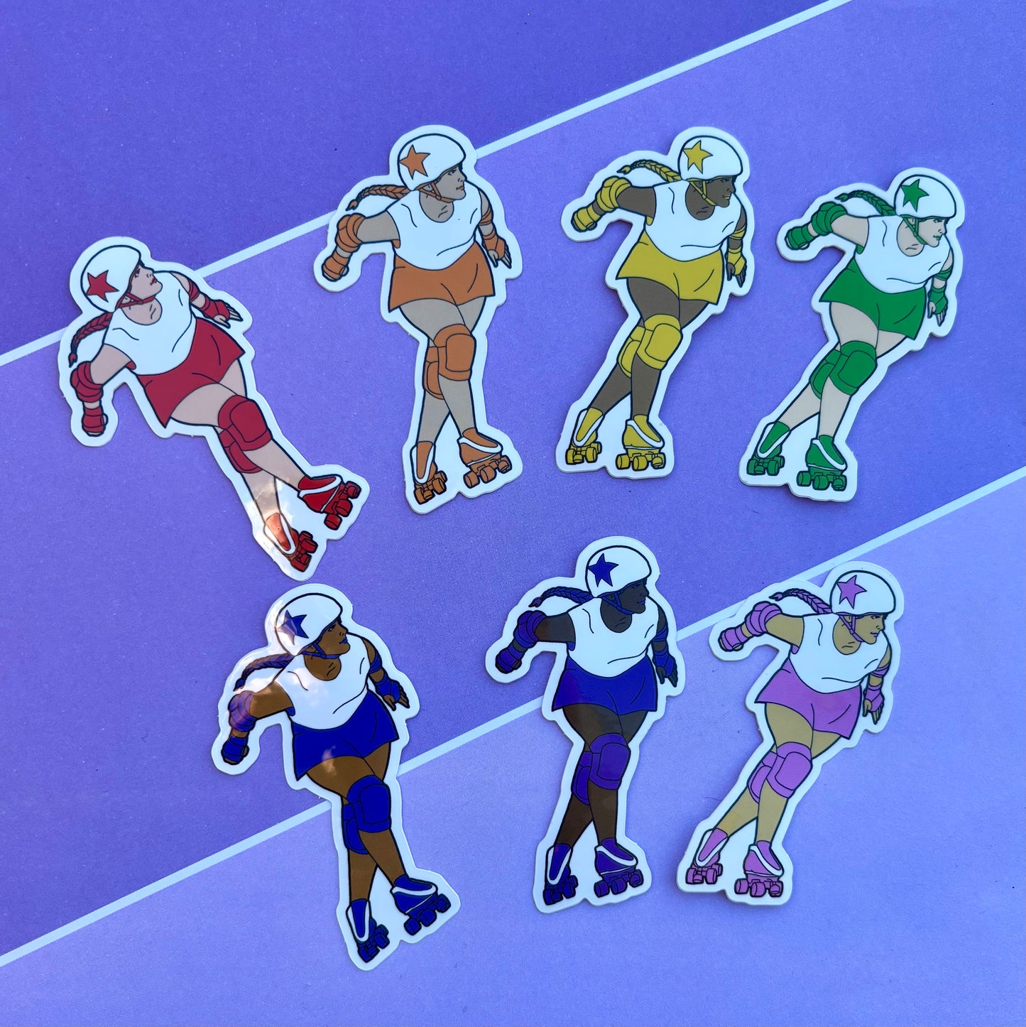 Roller Derby Jammer Rainbow 3” Vinyl Stickers
