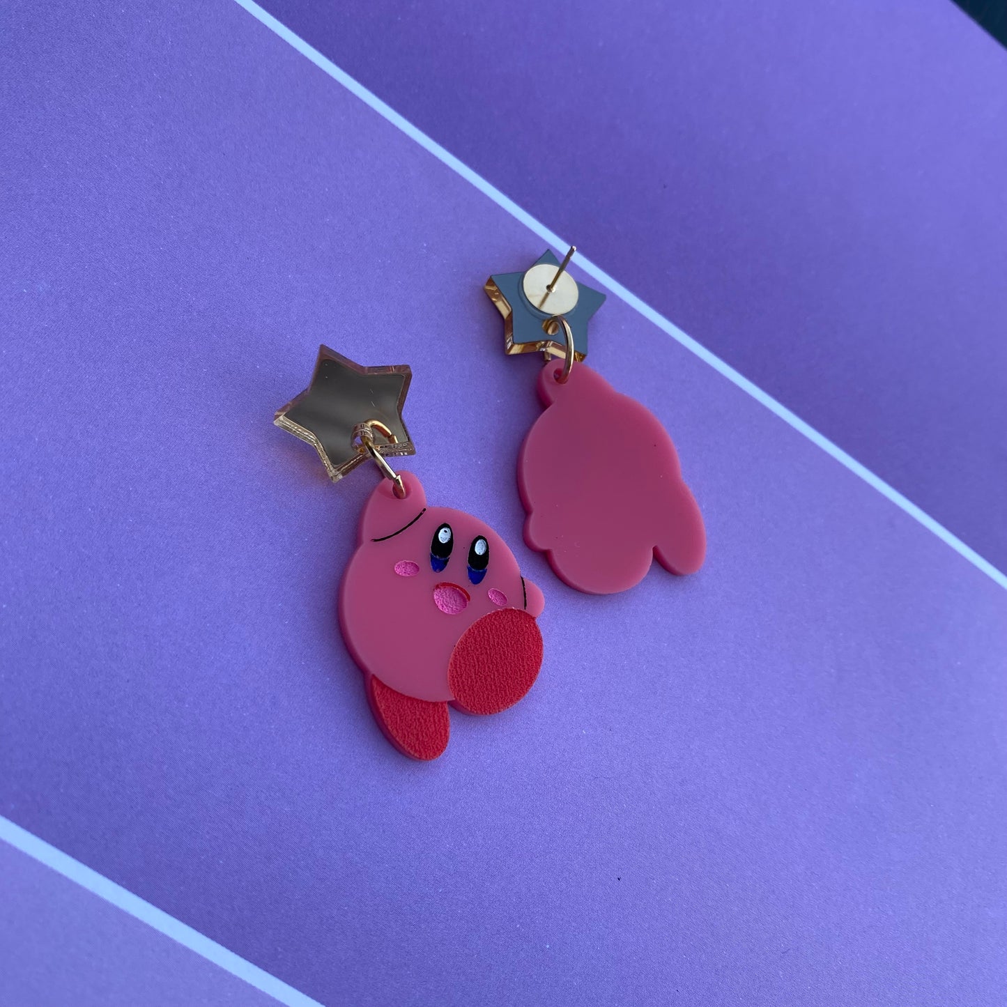 Kirby with Star Acrylic Earrings