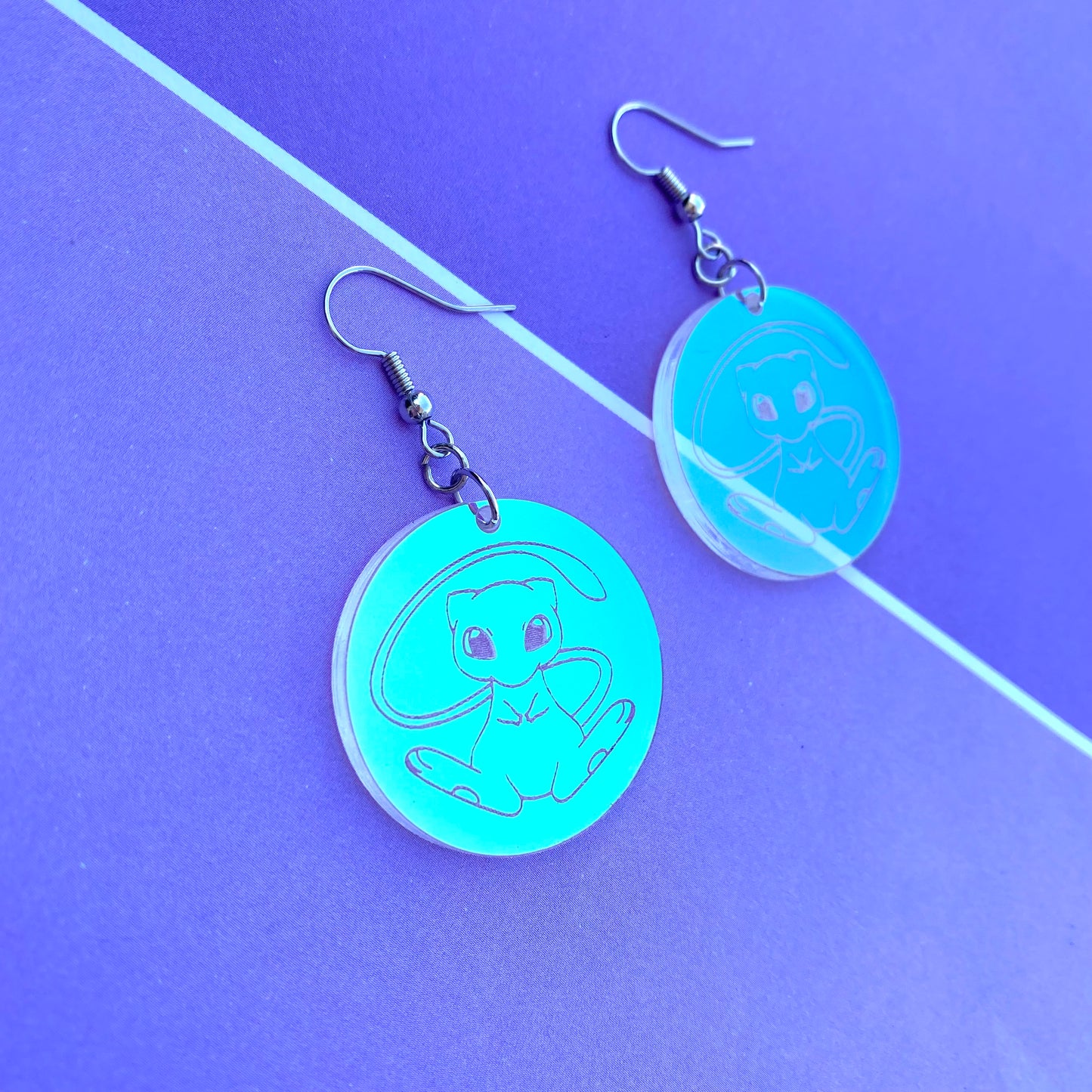 Mew in Iridescent Bubble Acrylic Earrings