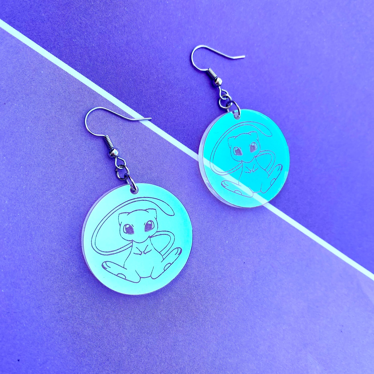 Mew in Iridescent Bubble Acrylic Earrings