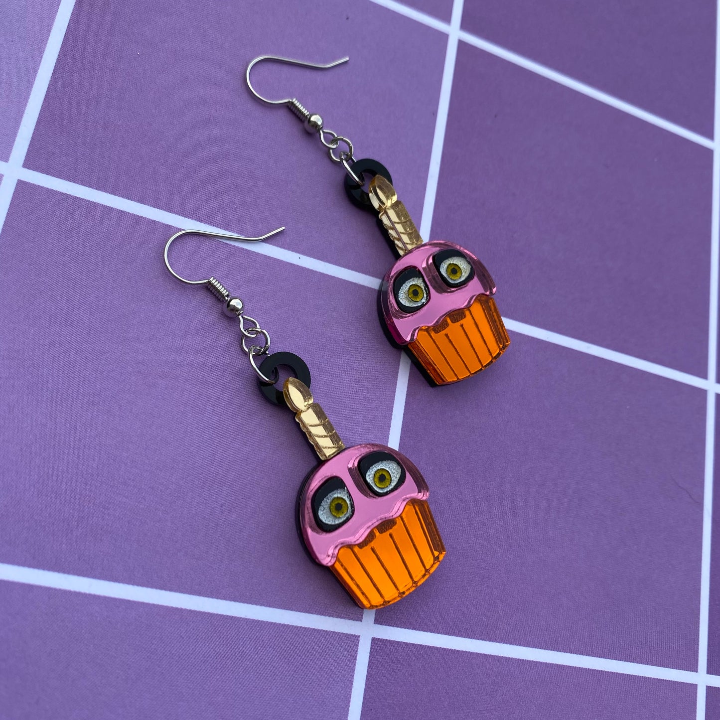 Chika’s Cupcake Mirror Acrylic Earrings