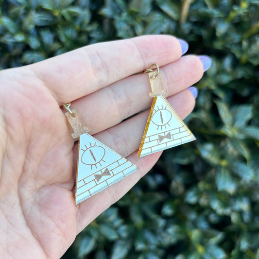 Bill Cipher Gold Acrylic Earrings