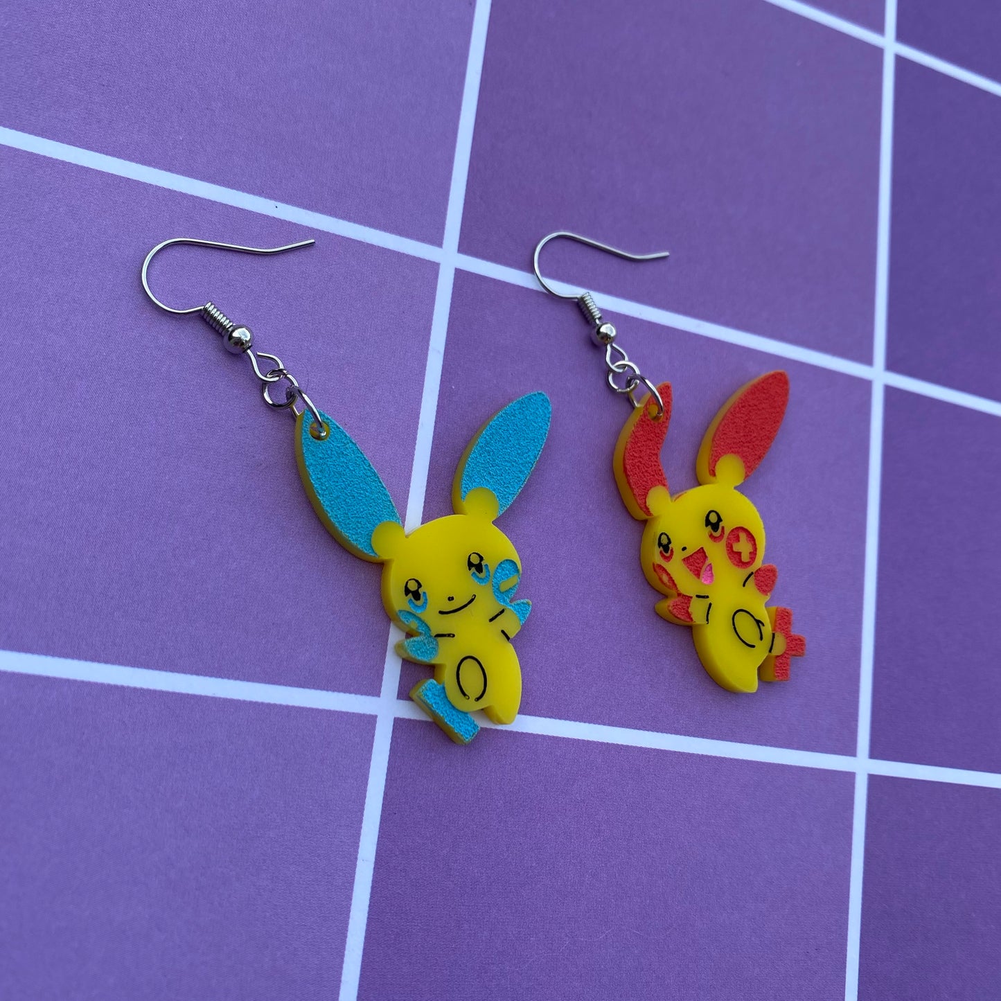Plusle and Minun Acrylic Earrings