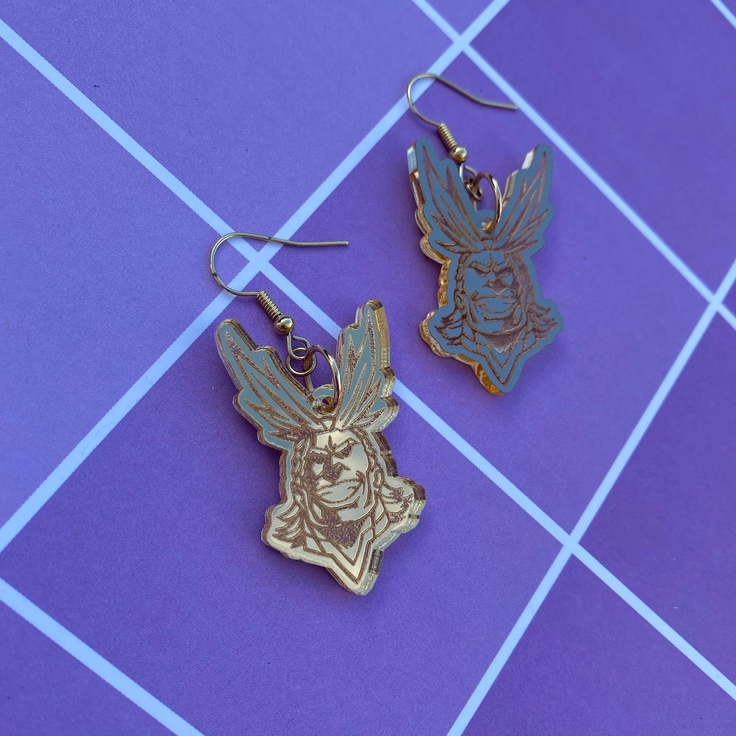 All Might Golden Acrylic Earrings